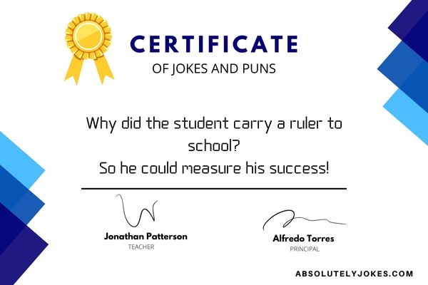 certificate for jokes and puns