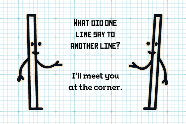 Illustration of 2 lines with faces talking with joke overlay