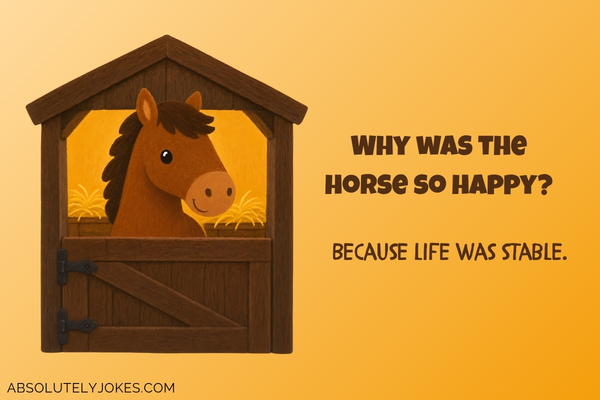 cartoon of a horse in a stable with joke overlay