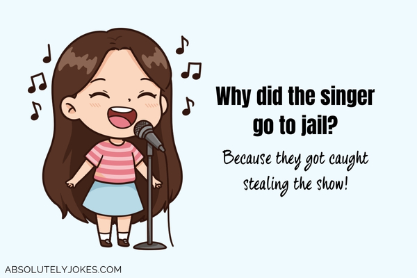 cartoon of a girl singer with joke overlay
