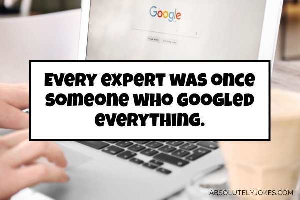 Laptop opened on Google page with quote overlay