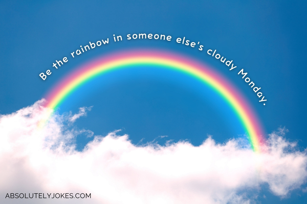 rainbow in the sky with quote overlay